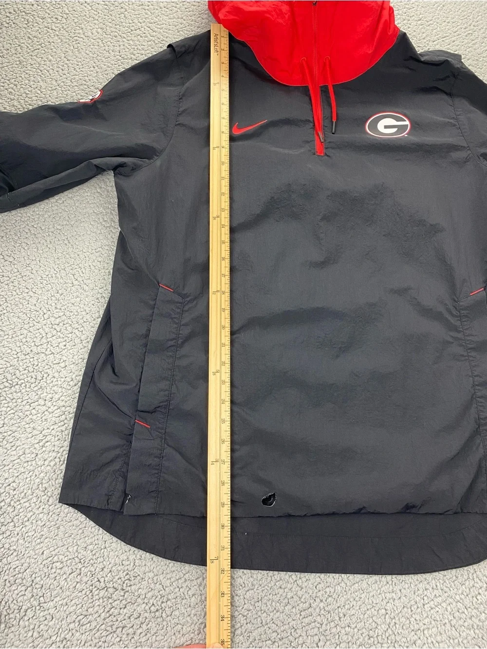 Nike Hooded Windbreaker Jacket Men S Georgia Bulldogs On Field 1/4 Zip   Size XL